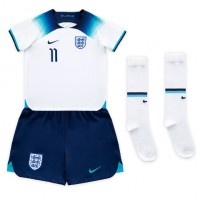 Camiseta Inglaterra Marcus Rashford #11 Primera Equipación para niños Mundial 2022 manga corta (+ pantalones cortos)